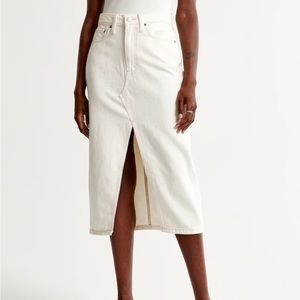 Abercrombie white jean denim midi skirt